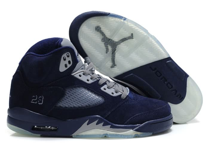 (On Sale April) Air Jordan 5 (V) Fluff Navy Blue Grey White